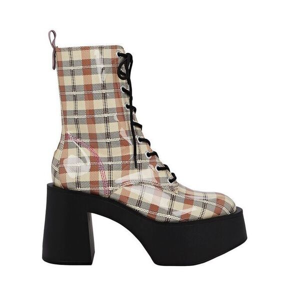 Larroude Shoes - Larroude Plaid Ankle Boots with Black Soles